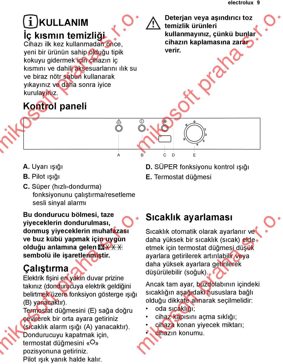 5 6 0 4 3 1 2 A B C D E A. Uyarı ışığı B. Pilot ışığı C.