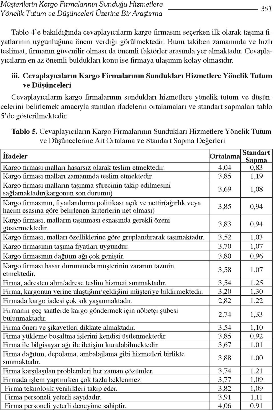 Cevaplayıcıların en az önemli buldukları konu ise firmaya ulaşımın kolay olmasıdır. iii.