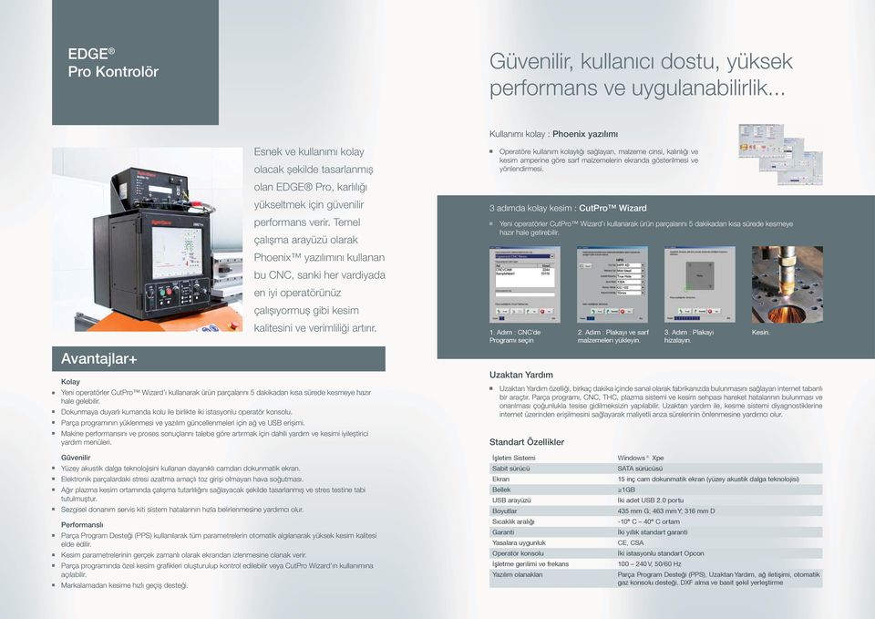 Temel çalışma arayüzü olarak Phoenix yazılımını kullanan bu CNC, sanki her vardiyada en iyi operatörünüz çalışıyormuş gibi kesim kalitesini ve verimliliği artırır.