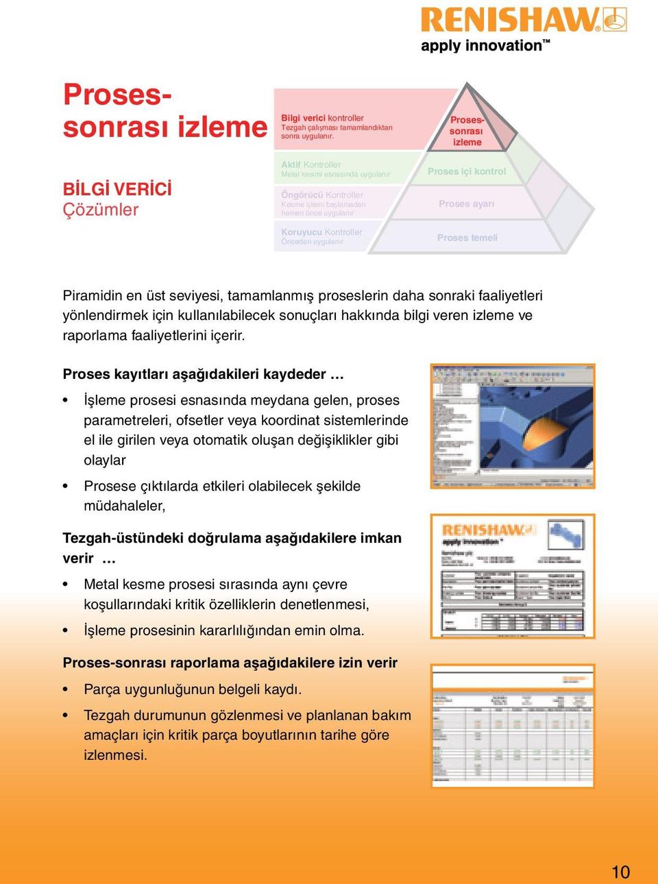 Proses içi kontrol Proses ayarı Proses temeli Piramidin en üst seviyesi, tamamlanmış proseslerin daha sonraki faaliyetleri yönlendirmek için kullanılabilecek sonuçları hakkında bilgi veren izleme ve