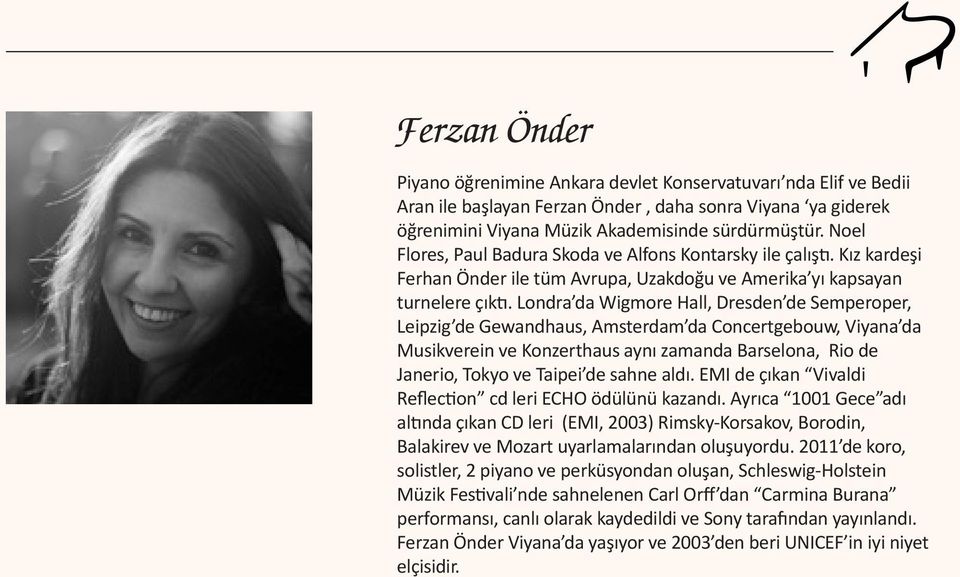 Londra da Wigmore Hall, Dresden de Semperoper, Leipzig de Gewandhaus, Amsterdam da Concertgebouw, Viyana da Musikverein ve Konzerthaus aynı zamanda Barselona, Rio de Janerio, Tokyo ve Taipei de sahne