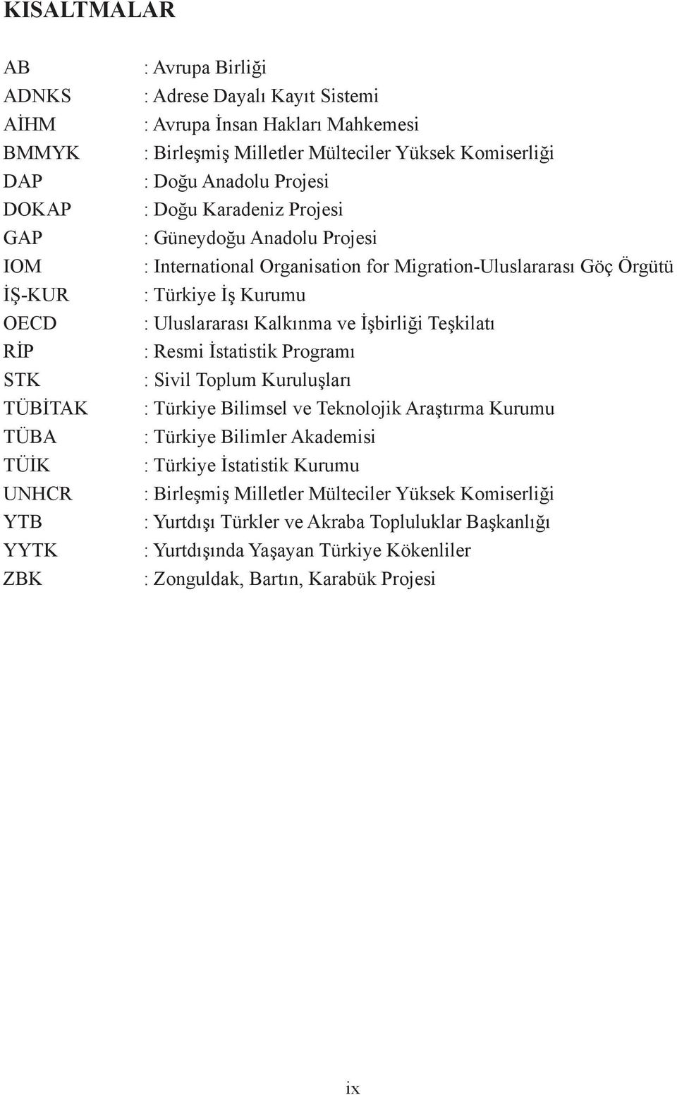 Kurumu : Uluslararası Kalkınma ve İşbirliği Teşkilatı : Resmi İstatistik Programı : Sivil Toplum Kuruluşları : Türkiye Bilimsel ve Teknolojik Araştırma Kurumu : Türkiye Bilimler Akademisi : Türkiye