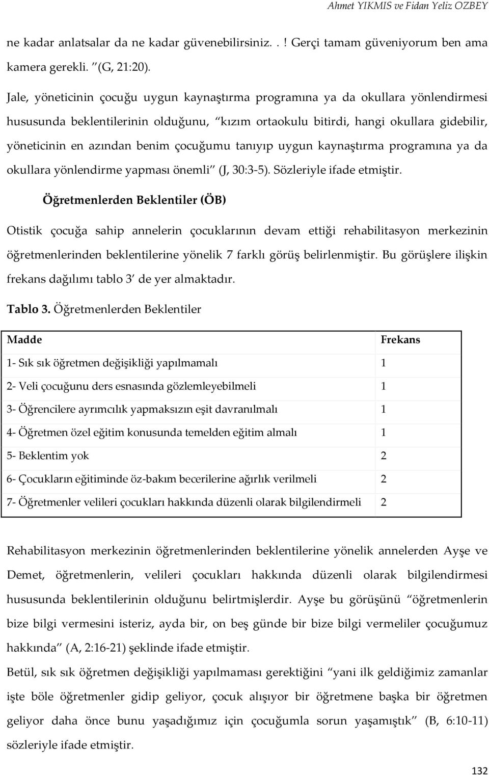 çocuğumu tanıyıp uygun kaynaştırma programına ya da okullara yönlendirme yapması önemli (J, 30:3-5). Sözleriyle ifade etmiştir.