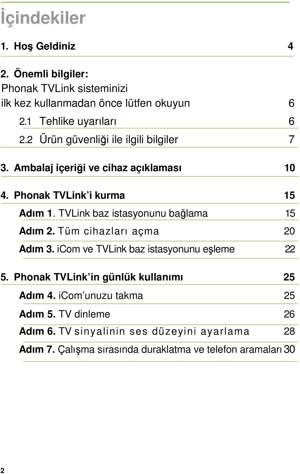 TVLink baz istasyonunu bağlama 15 Adım 2. Tüm cihazları açma 20 Adım 3. icom ve TVLink baz istasyonunu eşleme 22 5.