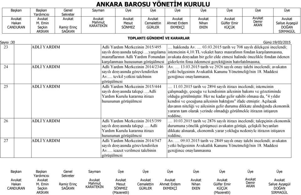 .. tevkil yetkisi talebinin görüşülmesi 25 ADLİ YARDIM Adli Yardım Merkezinin 2015/444 sayılı dosyasında talepçi.