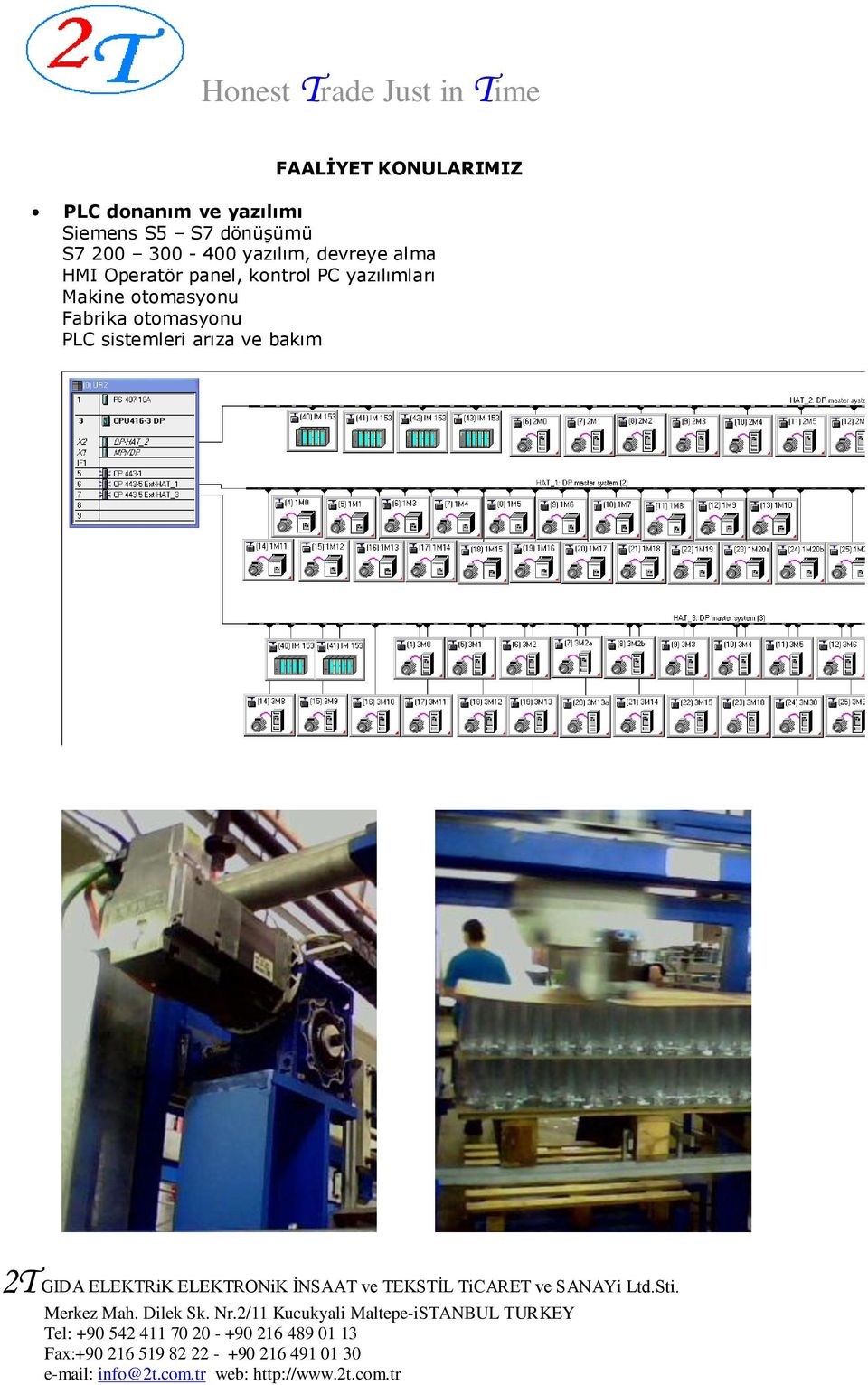 HMI Operatör panel, kontrol PC yazılımları Makine