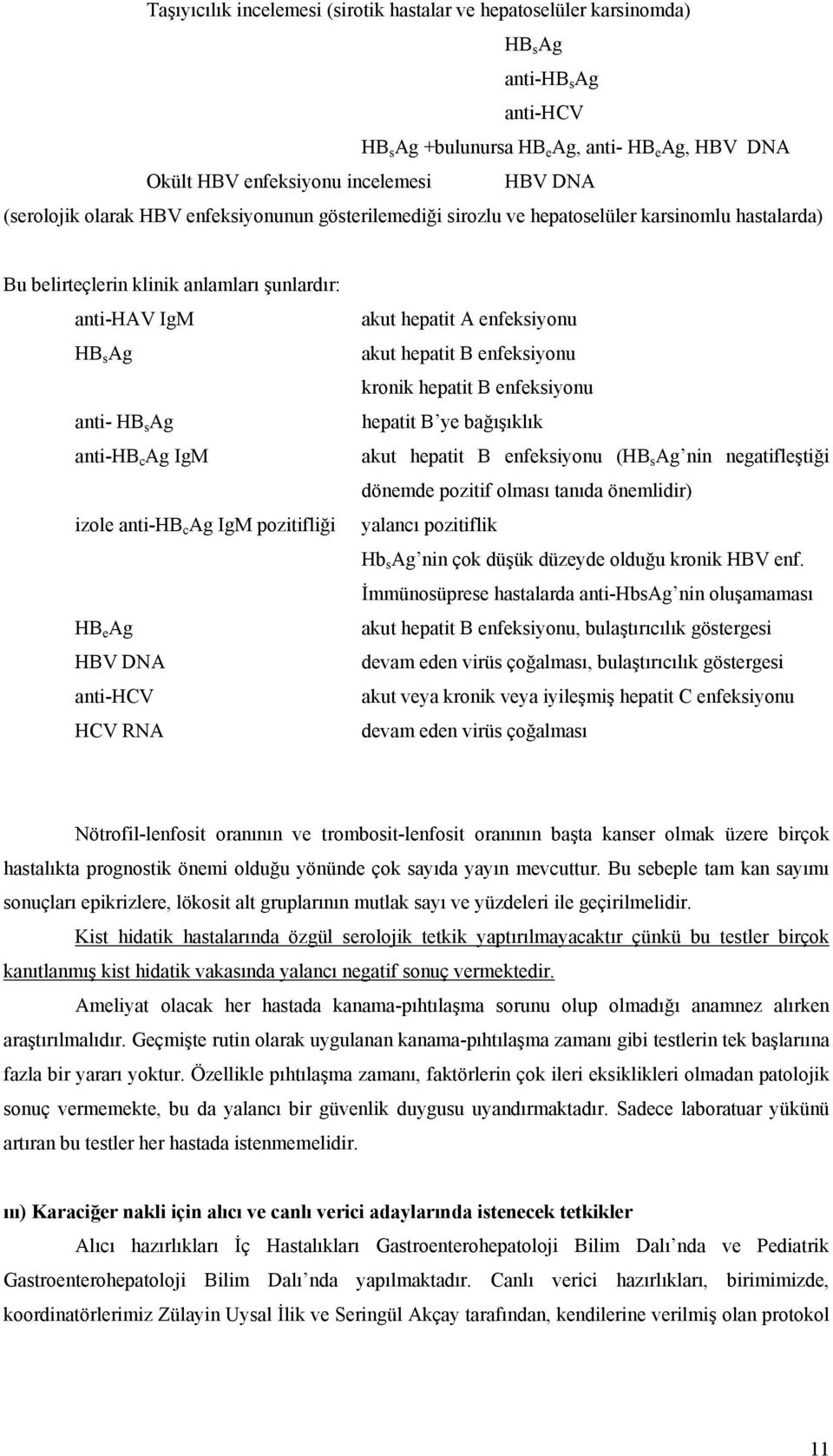 izole anti-hb c Ag IgM pozitifliği HB e Ag HBV DNA anti-hcv HCV RNA akut hepatit A enfeksiyonu akut hepatit B enfeksiyonu kronik hepatit B enfeksiyonu hepatit B ye bağışıklık akut hepatit B