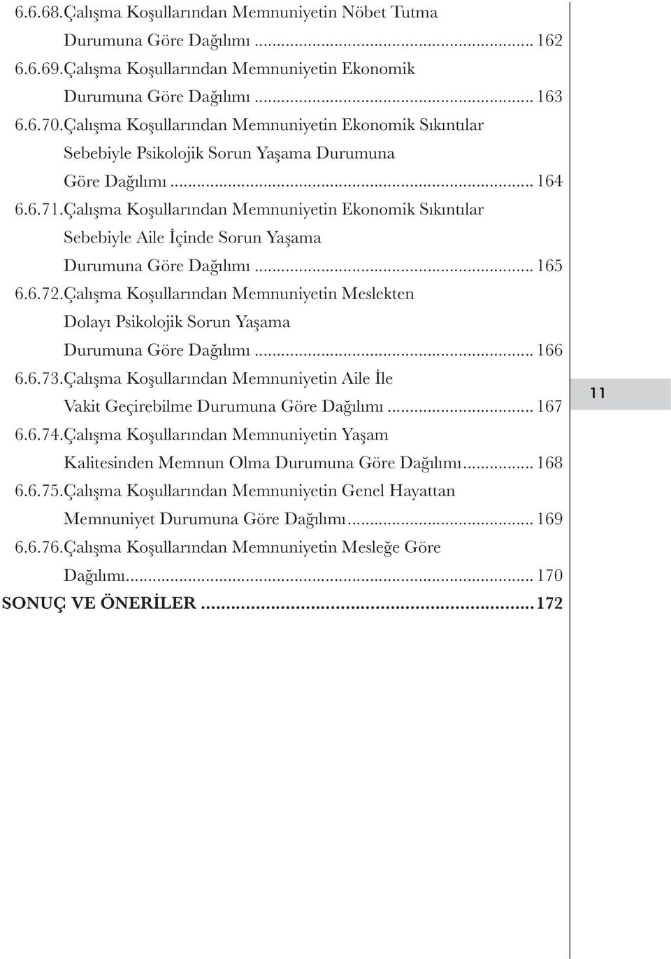 Çalışma Koşullarından Memnuniyetin Ekonomik Sıkıntılar Sebebiyle Aile İçinde Sorun Yaşama Durumuna Göre Dağılımı... 165 6.6.72.