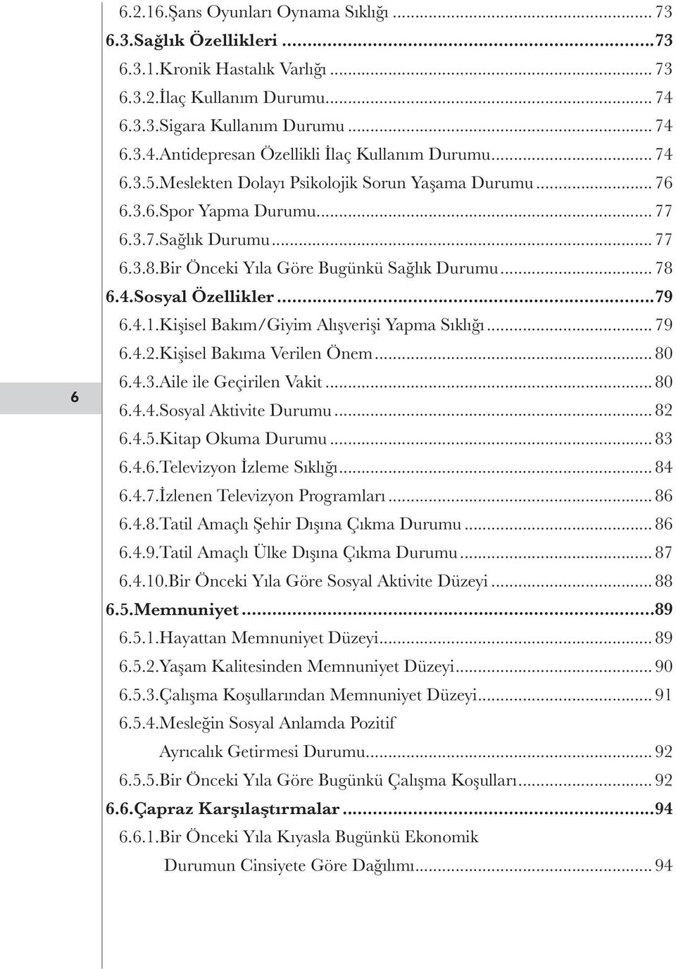 ..79 6.4.1.Kişisel Bakım/Giyim Alışverişi Yapma Sıklığı... 79 6.4.2.Kişisel Bakıma Verilen Önem... 80 6.4.3.Aile ile Geçirilen Vakit... 80 6.4.4.Sosyal Aktivite Durumu... 82 6.4.5.Kitap Okuma Durumu.