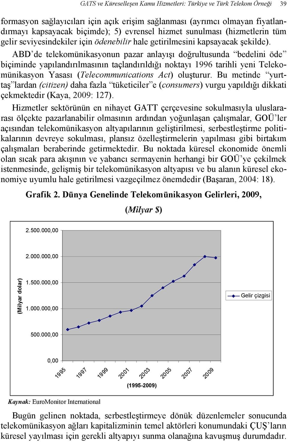 ABD de telekomünikasyonun pazar anlayışı doğrultusunda bedelini öde biçiminde yapılandırılmasının taçlandırıldığı noktayı 1996 tarihli yeni Telekomünikasyon Yasası (Telecommunications Act) oluşturur.