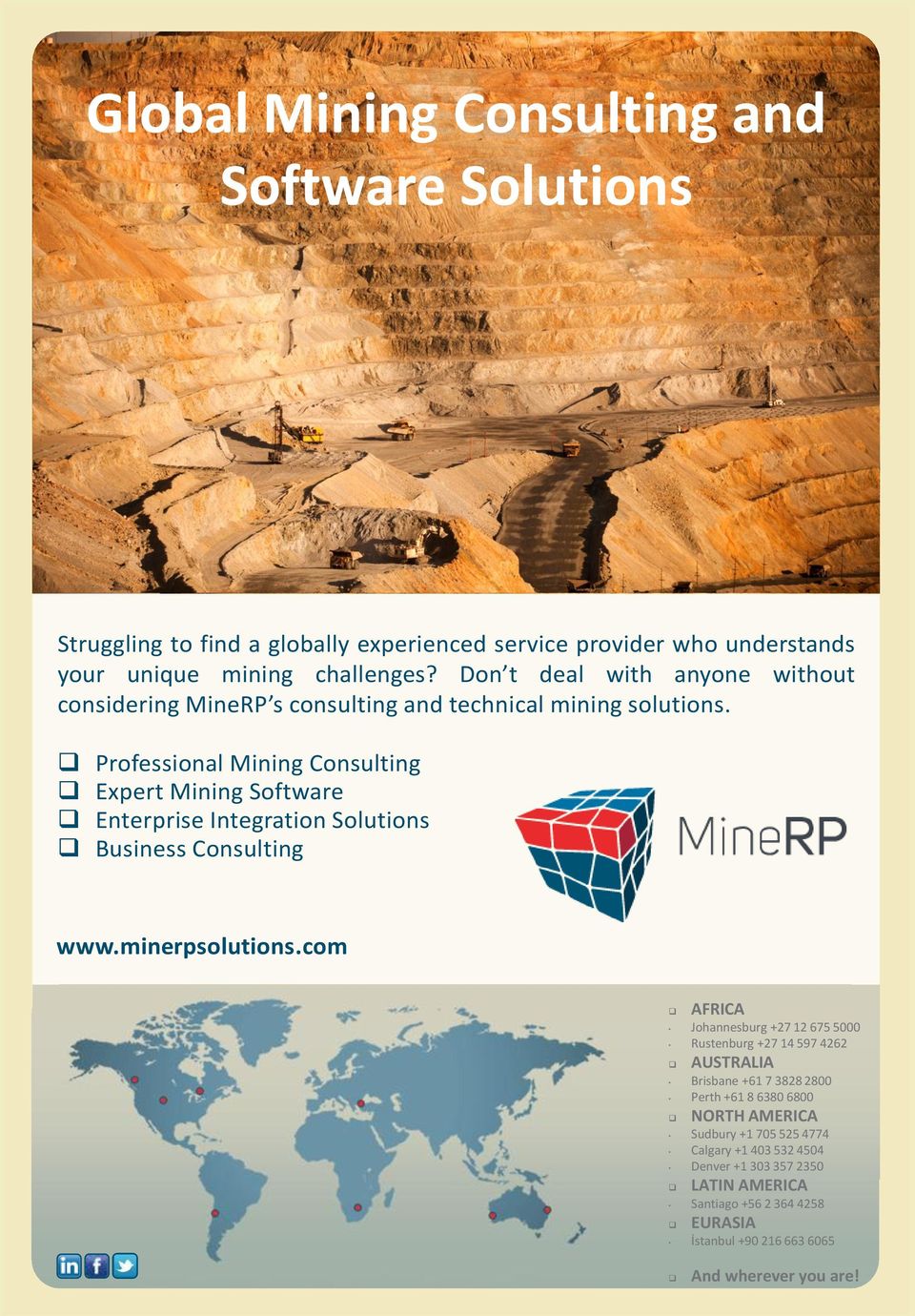 Professional Mining Consulting Expert Mining Software Enterprise Integration Solutions Business Consulting www.minerpsolutions.
