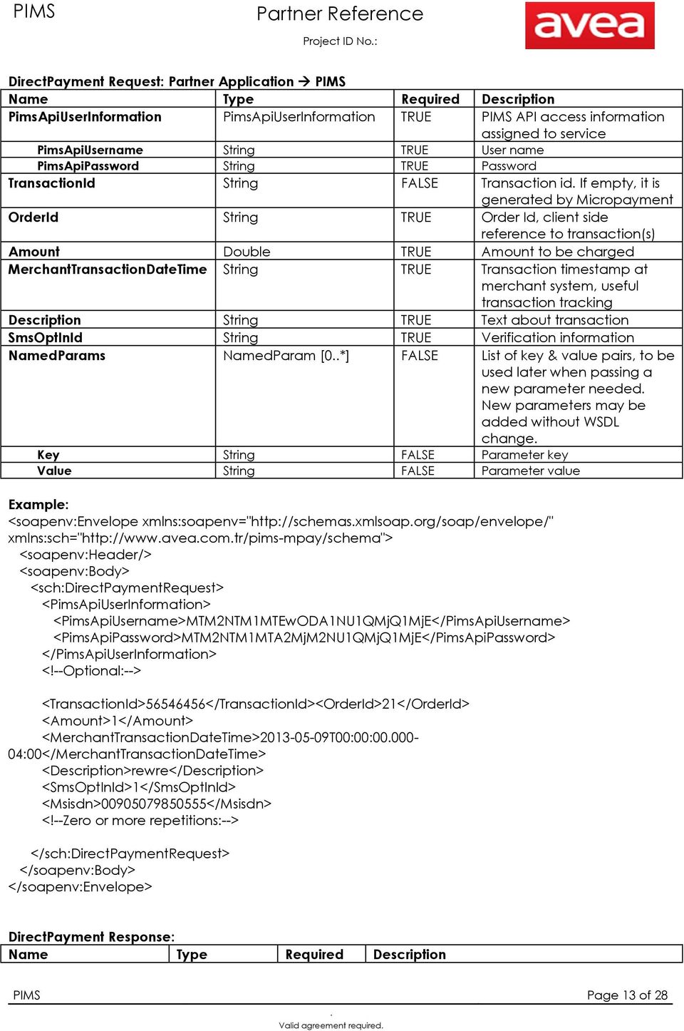 side reference to transaction(s) Amount Double TRUE Amount to be charged MerchantTransactionDateTime String TRUE Transaction timestamp at merchant system, useful transaction tracking Description