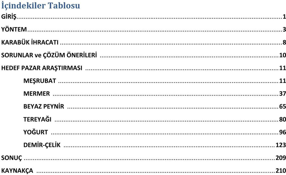 .. 11 MEŞRUBAT... 11 MERMER... 37 BEYAZ PEYNİR... 65 TEREYAĞI.