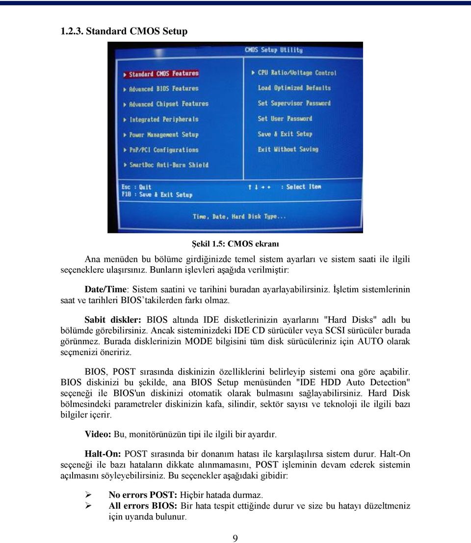 Sabit diskler: BIOS altında IDE disketlerinizin ayarlarını "Hard Disks" adlı bu bölümde görebilirsiniz. Ancak sisteminizdeki IDE CD sürücüler veya SCSI sürücüler burada görünmez.