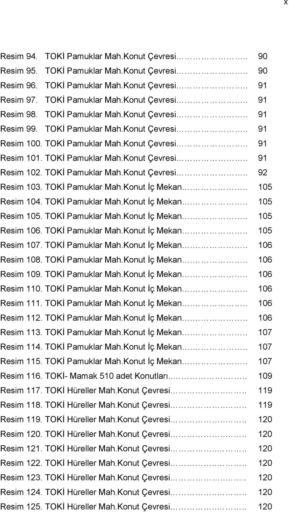 TOKİ Pamuklar Mah.Konut Çevresi.. 92 Resim 103. TOKİ Pamuklar Mah.Konut İç Mekan... 105 Resim 104. TOKİ Pamuklar Mah.Konut İç Mekan... 105 Resim 105. TOKİ Pamuklar Mah.Konut İç Mekan... 105 Resim 106.