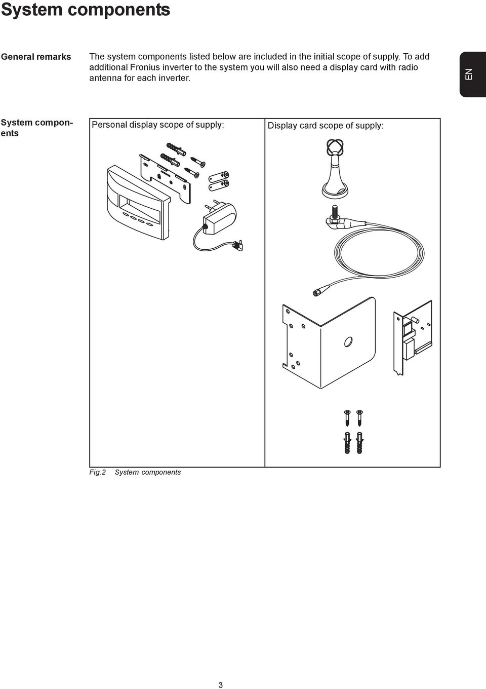 To add additional Fronius inverter to the system you will also need a display card