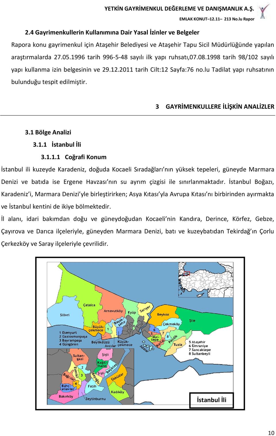 3 GAYRİMENKULLERE İLİŞKİN ANALİZLER 3.1 