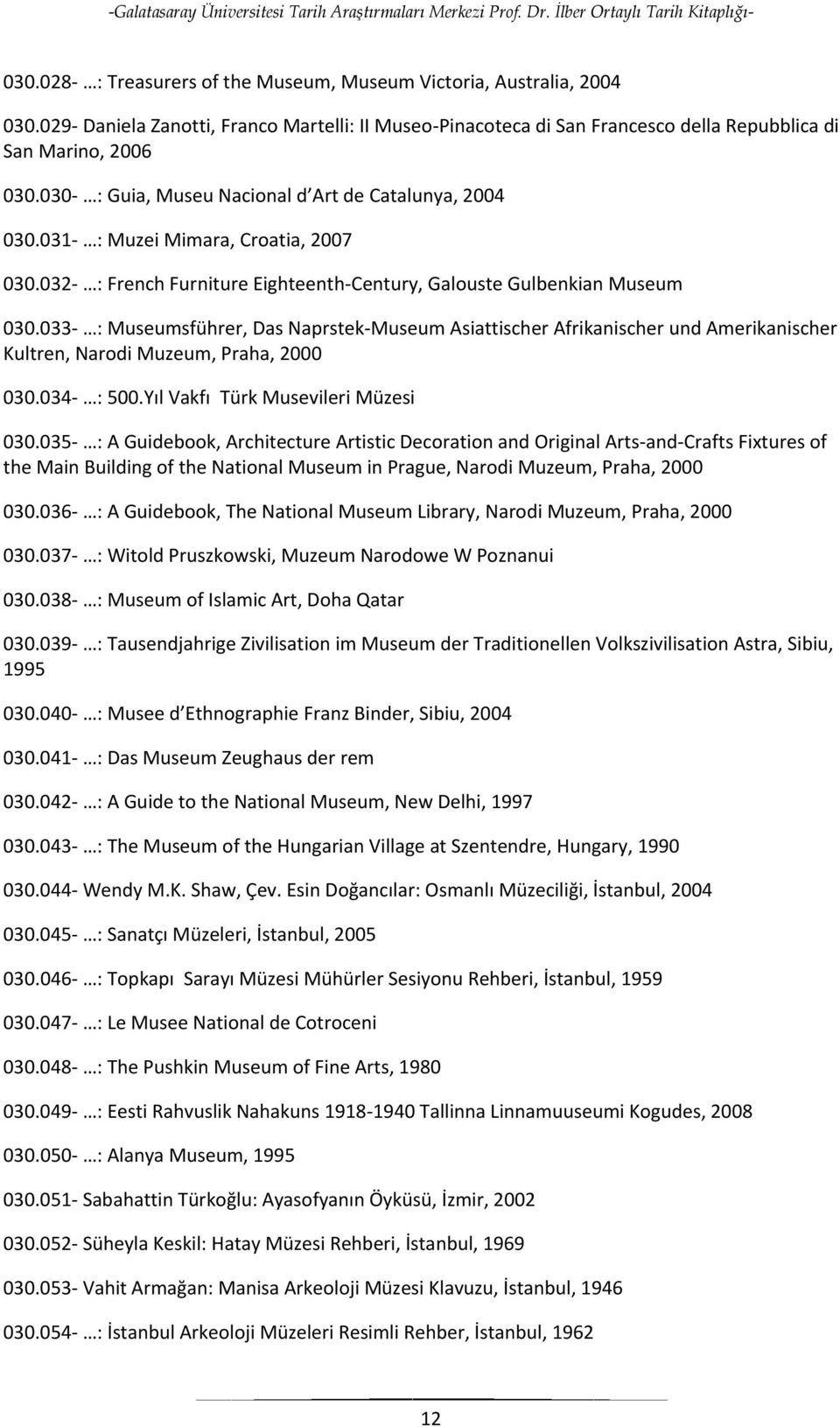 033- : Museumsführer, Das Naprstek-Museum Asiattischer Afrikanischer und Amerikanischer Kultren, Narodi Muzeum, Praha, 2000 030.034- : 500.Yıl Vakfı Türk Musevileri Müzesi 030.