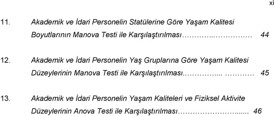 Akademik ve İdari Personelin Yaş Gruplarına Göre Yaşam Kalitesi Düzeylerinin Manova Testi