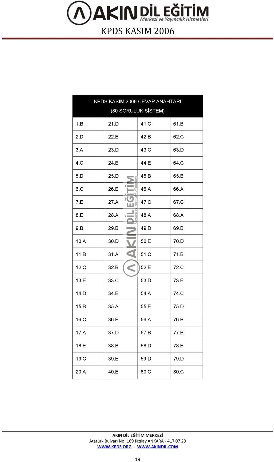 A 30.D 50.E 70.D 11.B 31.A 51.C 71.B 12.C 32.B 52.E 72.C 13.E 33.C 53.D 73.E 14.D 34.E 54.A 74.C 15.B 35.A 55.