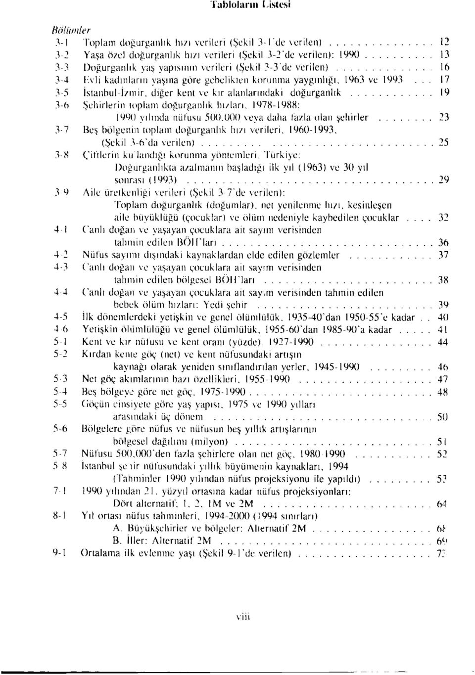 .. 17 3-5 İstanbul-İzmir, diğer kent ve kır alanlarındaki doğurganlık 19 3-6 Şehirlerin toplam doğurganlık hızları, 1978-1988: 1990 yılında nüfusu 500,000 veya daha fazla olan şehirler 23 3-7 Beş