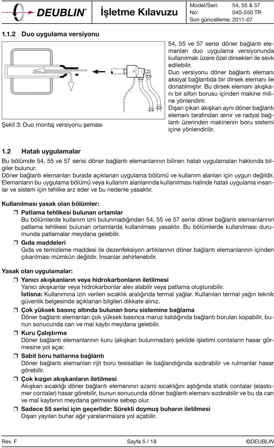 Dışarı çıkan akışkan aynı döner bağlantı elemanı tarafından alınır ve radyal bağlantı üzerinden makinenin boru sistemi içine yönlendirilir. 1.