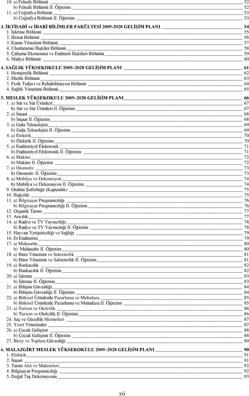 SAĞLIK YÜKSEKOKULU 2009 2028 GELĠġĠM PLANI 61 1. HemĢirelik Bölümü 62 2. Ebelik Bölümü 63 3. Fizik Tedavi ve Rehabilitasyon Bölümü 64 4. Sağlık Yönetimi Bölümü 65 5.