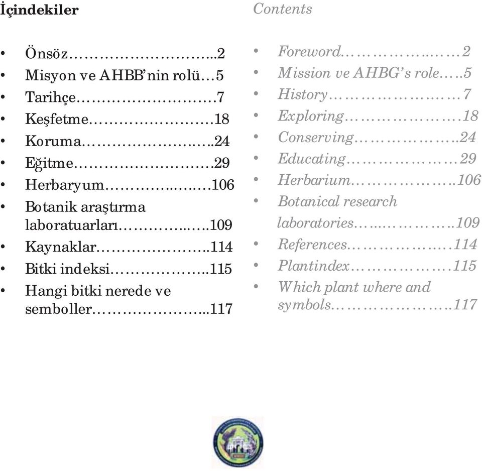 ..117 Foreword.. 2 Mission ve AHBG s role..5 History. 7 Exploring.18 Conserving..24 Educating 29 Herbarium.