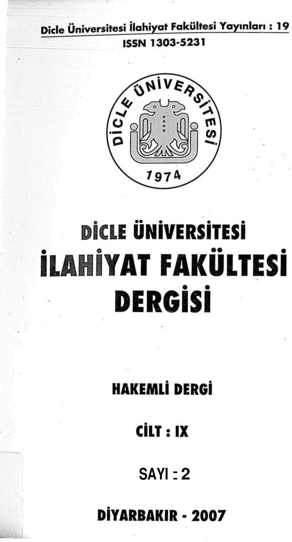 ISSN 1303-5231 DiCLE ÜNiVERSiTESi