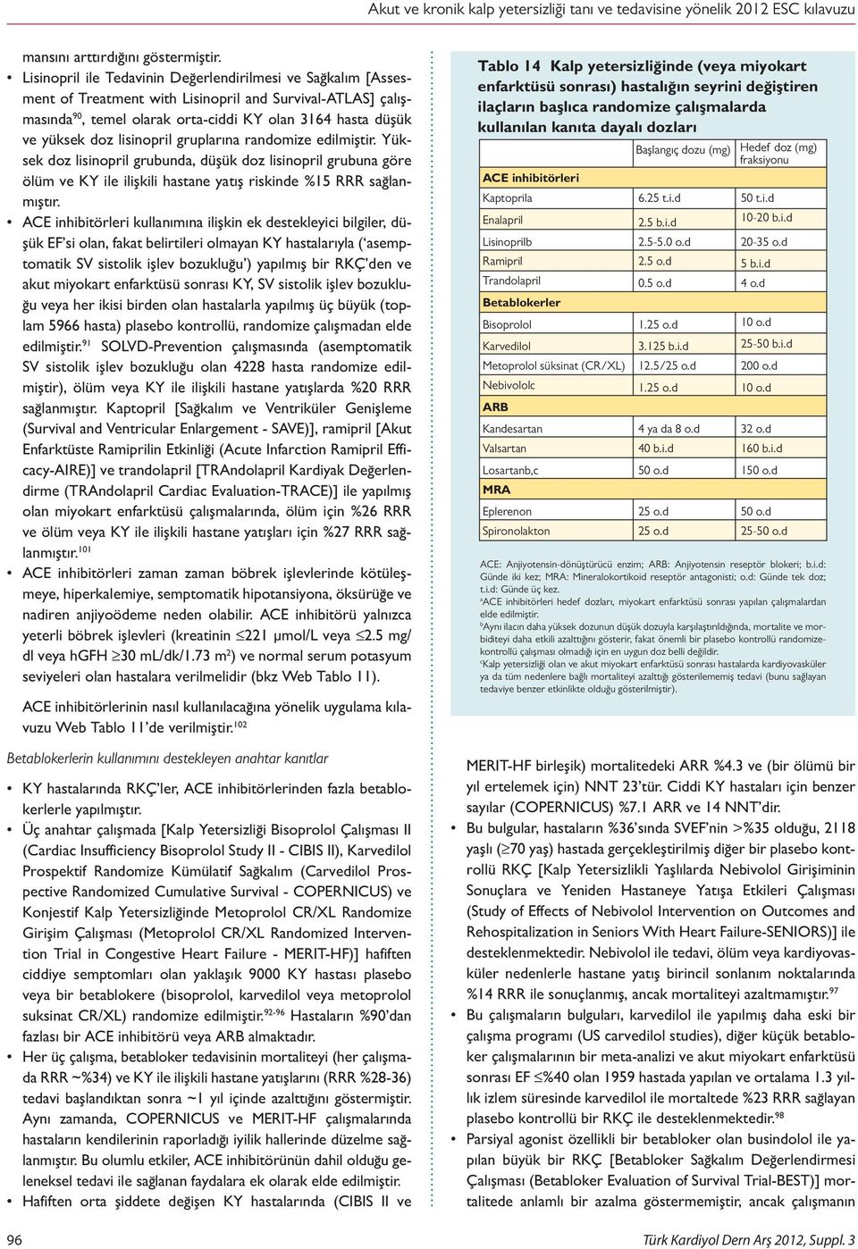 lisinopril gruplarına randomize edilmiştir. Yüksek doz lisinopril grubunda, düşük doz lisinopril grubuna göre ölüm ve KY ile ilişkili hastane yatış riskinde %15 RRR sağlanmıştır.