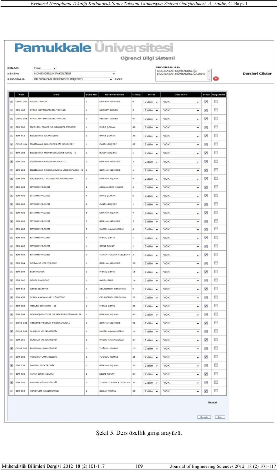 Mühendislik Bilimleri Dergisi 2012