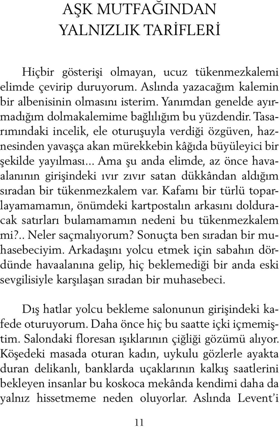 .. Ama şu anda elimde, az önce havaalanının girişindeki ıvır zıvır satan dükkândan aldığım sıradan bir tükenmezkalem var.