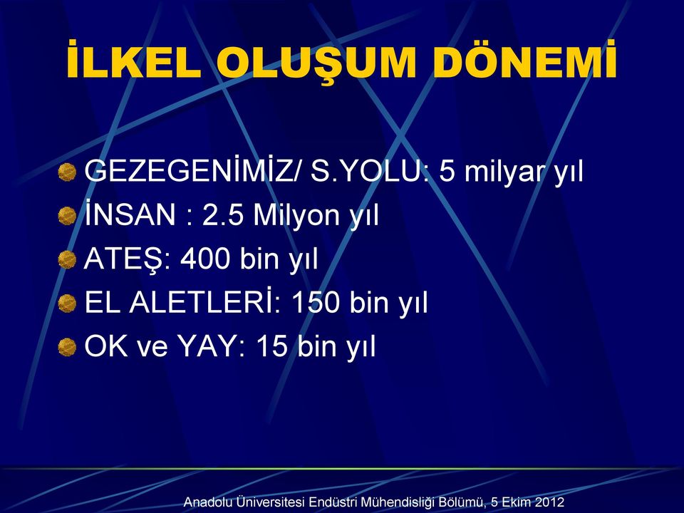 5 Milyon yıl ATEŞ: 400 bin yıl EL