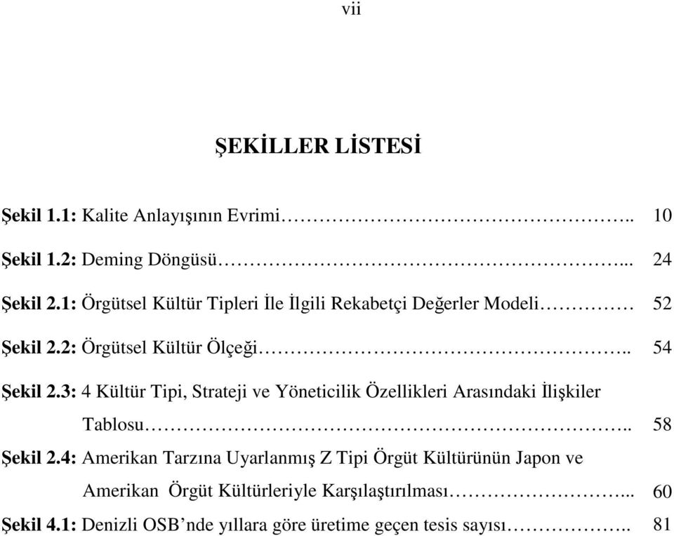 3: 4 Kültür Tipi, Strateji ve Yöneticilik Özellikleri Arasındaki likiler Tablosu.. 58 ekil 2.