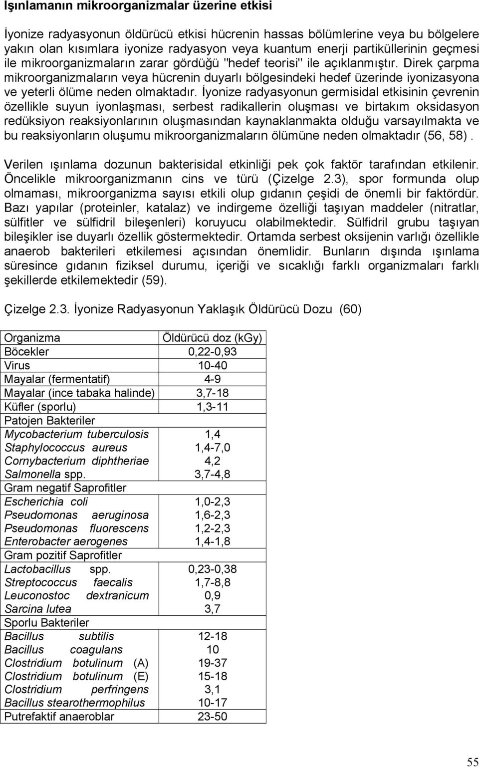 Direk çarpma mikroorganizmaların veya hücrenin duyarlı bölgesindeki hedef üzerinde iyonizasyona ve yeterli ölüme neden olmaktadır.