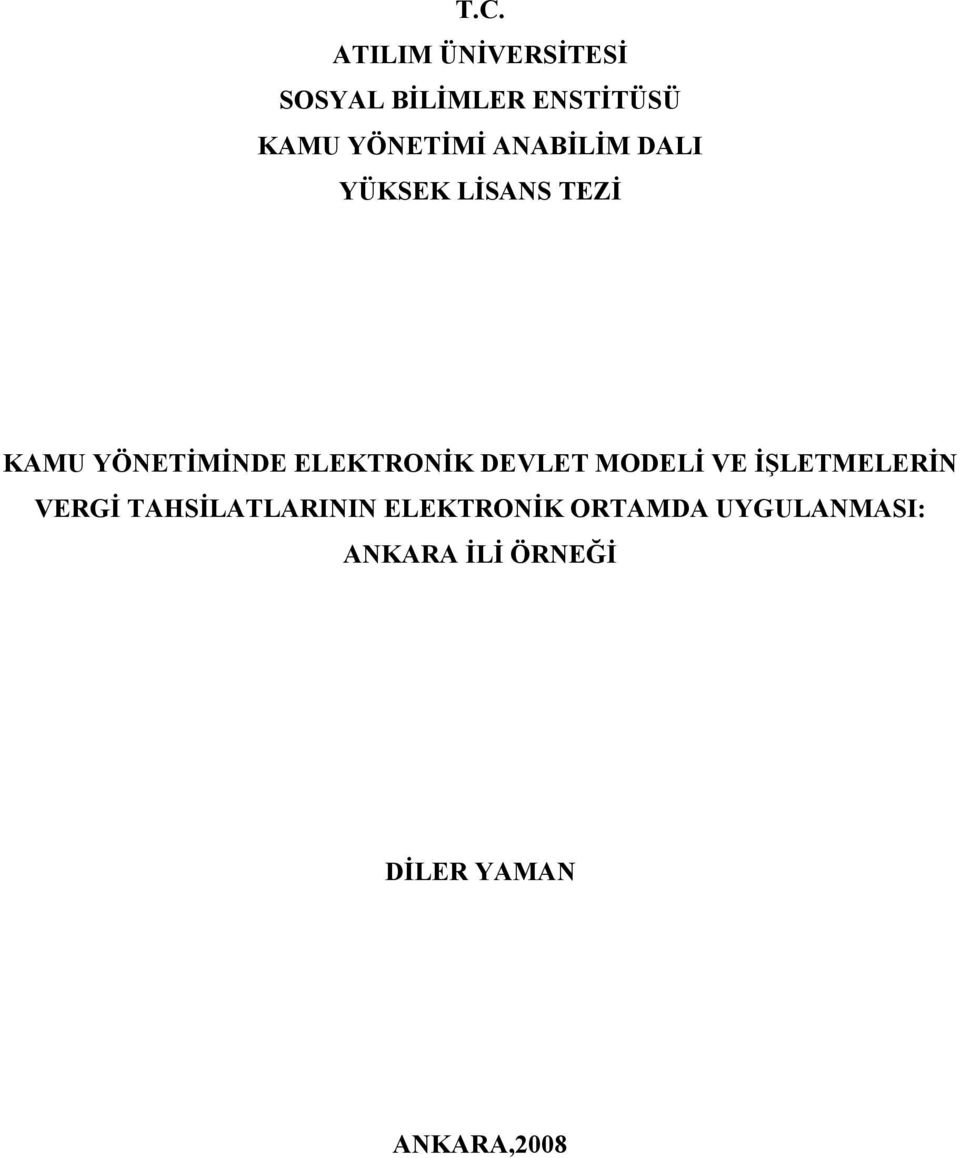 ELEKTRONİK DEVLET MODELİ VE İŞLETMELERİN VERGİ TAHSİLATLARININ