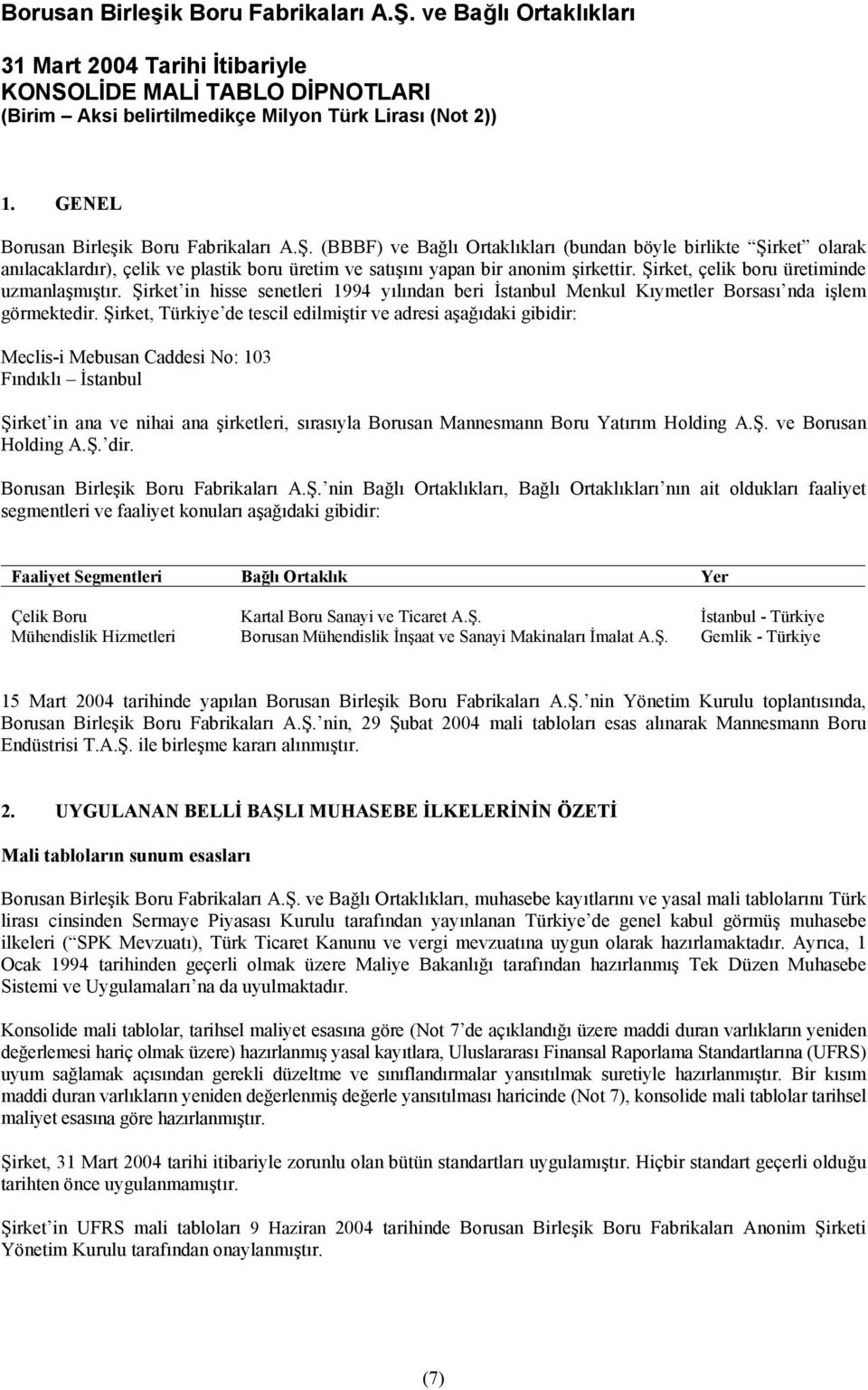 Şirket in hisse senetleri 1994 yılından beri İstanbul Menkul Kıymetler Borsası nda işlem görmektedir.