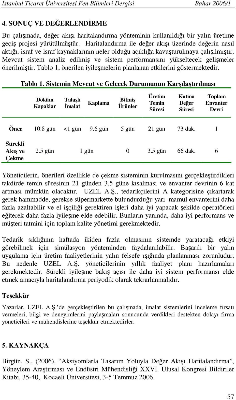 Haritalandırma ile değer akışı üzerinde değerin nasıl aktığı, israf ve israf kaynaklarının neler olduğu açıklığa kavuşturulmaya çalışılmıştır.