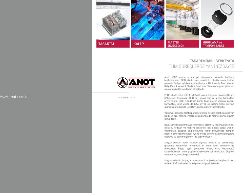Günümüzde Anot Makina Kalıp Plastik ve Anot Elektrik Elektronik Otomasyon grup şirketleri olarak faaliyetlerine devam etmektedir.