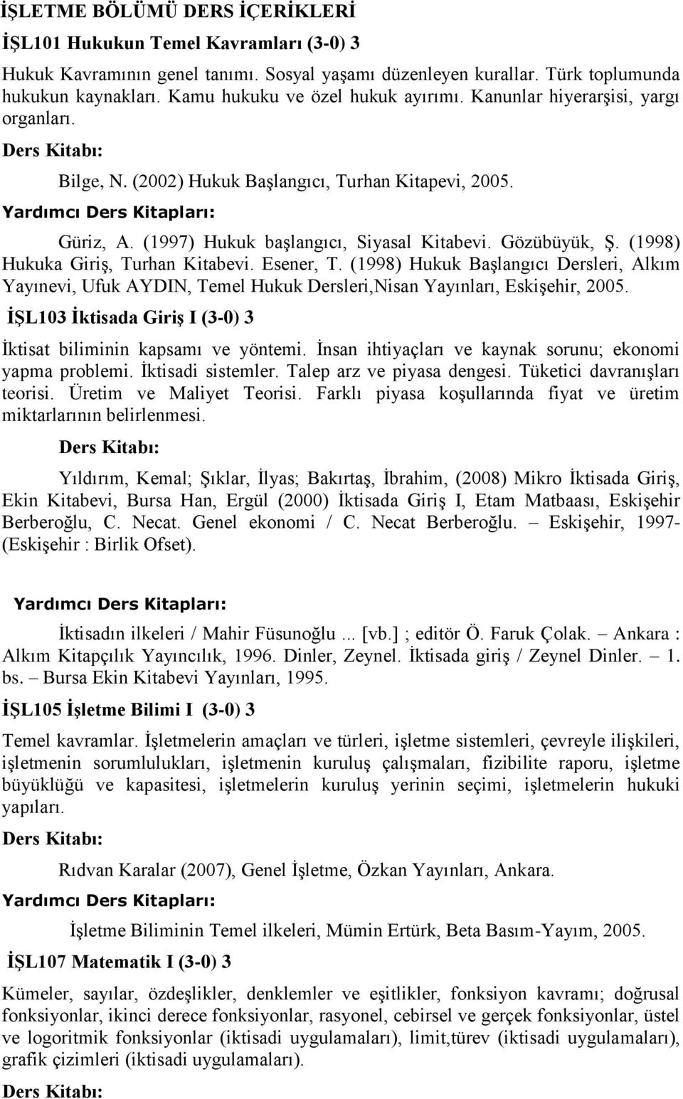 (1998) Hukuka Giriş, Turhan Kitabevi. Esener, T. (1998) Hukuk Başlangıcı Dersleri, Alkım Yayınevi, Ufuk AYDIN, Temel Hukuk Dersleri,Nisan Yayınları, Eskişehir, 2005.
