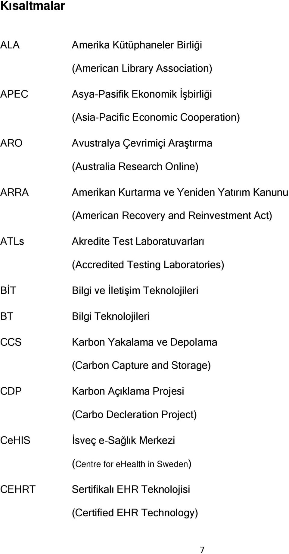 Laboratuvarları (Accredited Testing Laboratories) BİT BT CCS Bilgi ve İletişim Teknolojileri Bilgi Teknolojileri Karbon Yakalama ve Depolama (Carbon Capture and