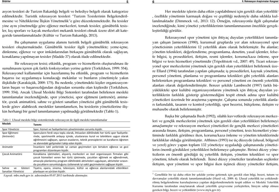 Bu tesisler yine aynı yönetmeliğe göre eğlence merkezleri, temalı tesisler, günübirlik tesisler, kış sporları ve kayak merkezleri mekanik tesisleri olmak üzere dört alt kategoride tanımlanmaktadır