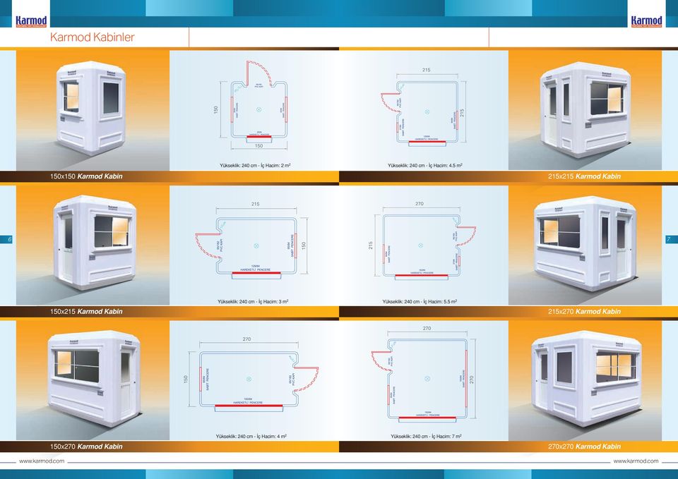5 m 2 215x215 Karmod Kabin 215 270 6 7 150 215 150x215 Karmod Kabin Yükseklik: 240 cm - İç Hacim: 3 m 2