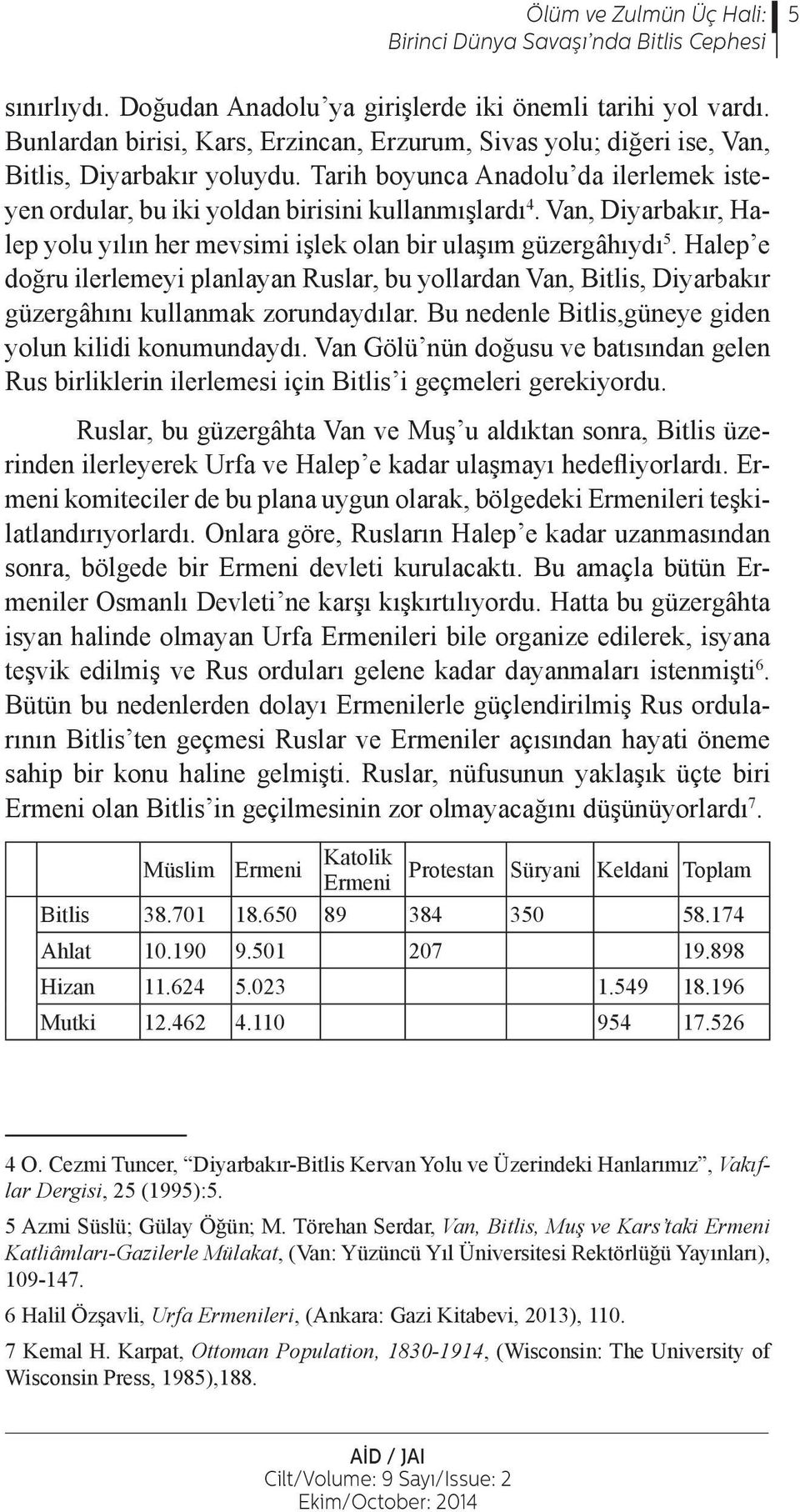 Van, Diyarbakır, Halep yolu yılın her mevsimi işlek olan bir ulaşım güzergâhıydı 5. Halep e doğru ilerlemeyi planlayan Ruslar, bu yollardan Van, Bitlis, Diyarbakır güzergâhını kullanmak zorundaydılar.