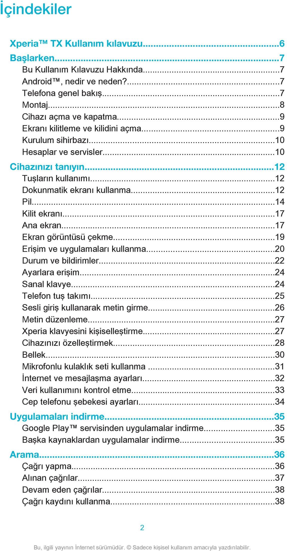 ..17 Ana ekran...17 Ekran görüntüsü çekme...19 Erişim ve uygulamaları kullanma...20 Durum ve bildirimler...22 Ayarlara erişim...24 Sanal klavye...24 Telefon tuş takımı.