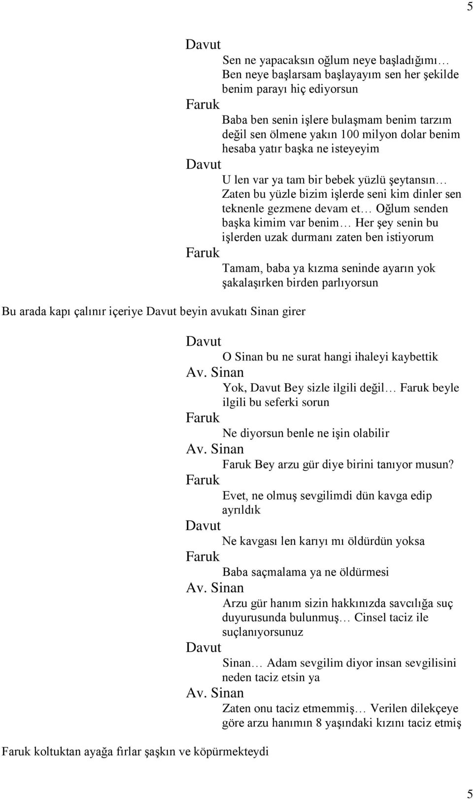 Zaten bu yüzle bizim işlerde seni kim dinler sen teknenle gezmene devam et Oğlum senden başka kimim var benim Her şey senin bu işlerden uzak durmanı zaten ben istiyorum Faruk Tamam, baba ya kızma