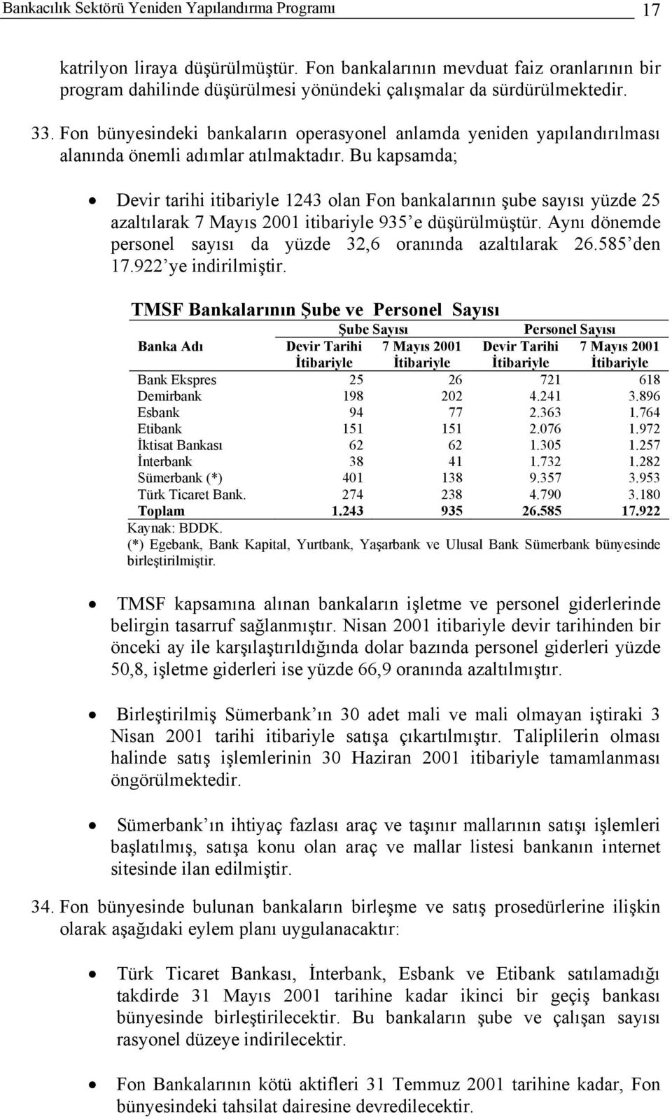 Fon bünyesindeki bankaların operasyonel anlamda yeniden yapılandırılması alanında önemli adımlar atılmaktadır.