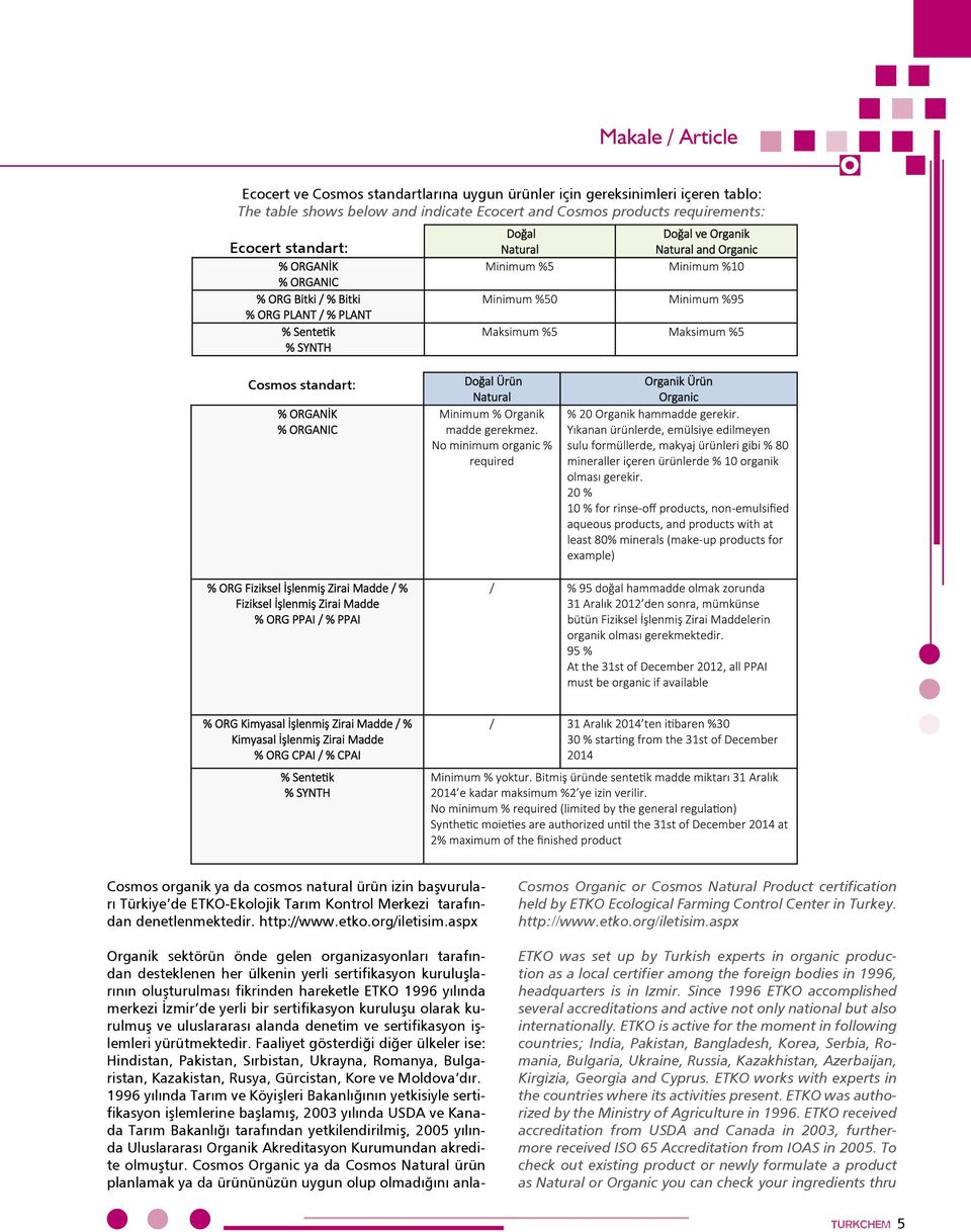 aspx Organik sektörün önde gelen organizasyonları tarafından desteklenen her ülkenin yerli sertifikasyon kuruluşlarının oluşturulması fikrinden hareketle ETKO 1996 yılında merkezi İzmir de yerli bir