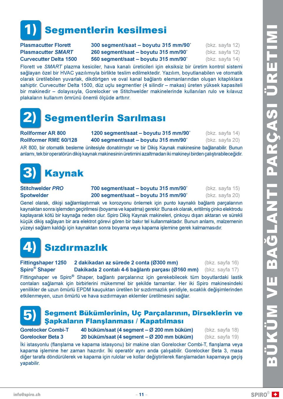 sayfa 14) Florett ve SMART plazma kesiciler, hava kanalı üreticileri için eksiksiz bir üretim kontrol sistemi sağlayan özel bir HVAC yazılımıyla birlikte teslim edilmektedir.