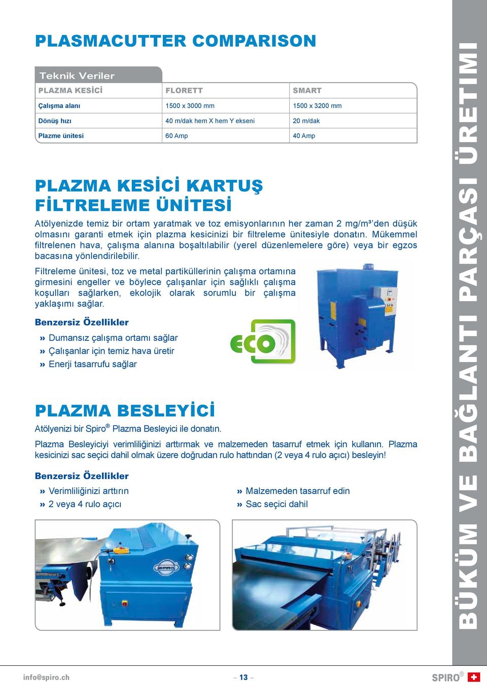 Mükemmel filtrelenen hava, çalışma alanına boşaltılabilir (yerel düzenlemelere göre) veya bir egzos bacasına yönlendirilebilir.